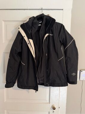 Columbia Black Ski Jacket with Cream Trim